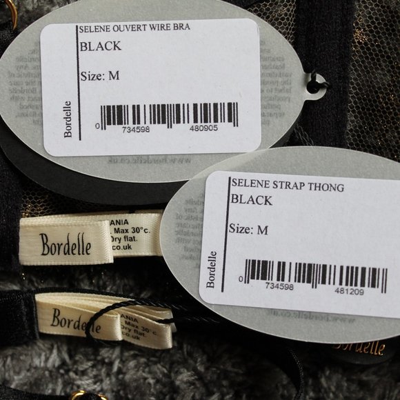 SOLD Bordelle Selene Open Ouvert Wire Bra Thong set Black Gold star embroidery - Picture 11 of 12